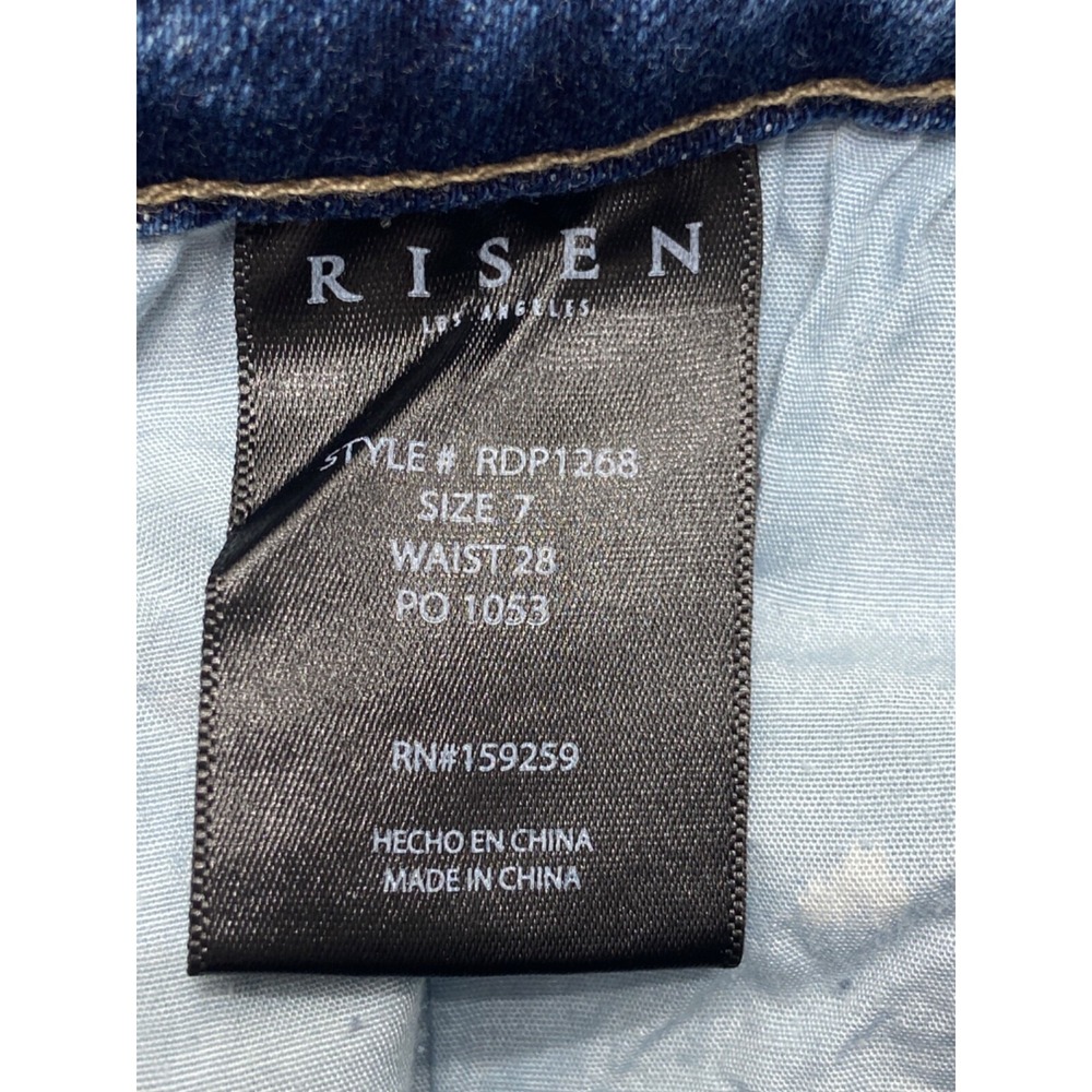 Risen Jeans Womens 28x25 Blue Denim‎ High Rise Straight Leg Frayed Hem Tag 7/28 - Picture 10 of 14